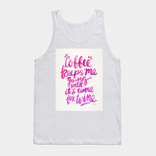 Pink Coffee and Wine Tank Top